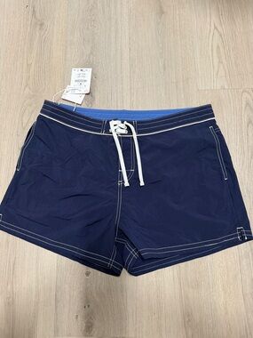 Zara Navy Blue Swim Trunks with White Drawstring